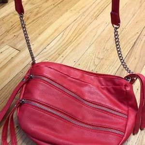 Small Red Cross Body with Decorative Zippers